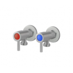 Nor-WST16.05+WST16.05 Round Brushed Nickel Washing Machine Taps